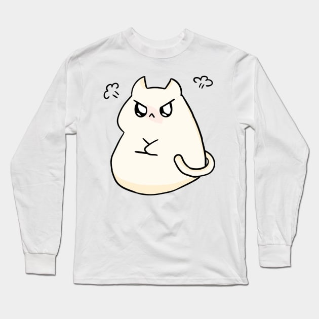 a drawing of a cat with big eyes Long Sleeve T-Shirt by Angelavasquez